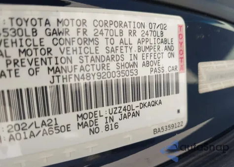 2002 Lexus Sc 430 z USA, uszkodzony, nr VIN JTHFN48Y920035053